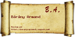 Bárány Armand névjegykártya